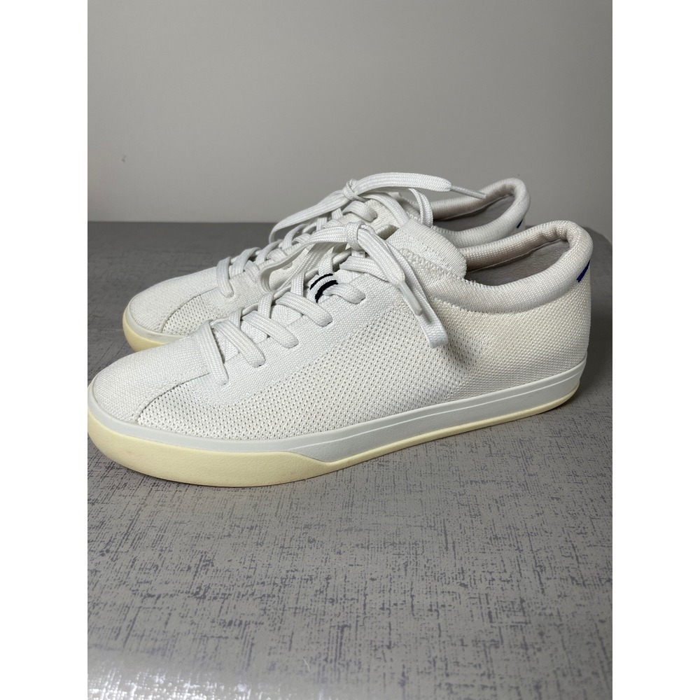 Rothy's The Lace Up Sneaker Bright White Knit Low Top Shoes Womens Size 8.5